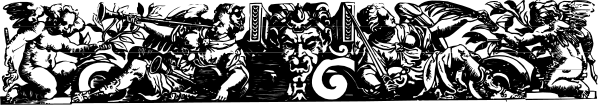 The image shows a black and white photo of an abstract design with various shapes that could be interpreted as figures or patterns without any clear context for their meaning.