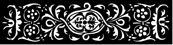 The image shows a decorative border with an intricate pattern of leaves and flowers against a dark background.