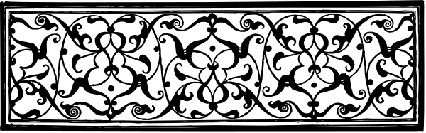The black and white illustration shows a decorative molding with intricate designs on its sides against a plain background.
