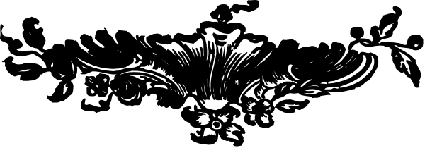 The image shows a black and white illustration of an abstract design with swirling patterns that resemble waves or feathers on either side, creating symmetry around what appears to be a central point where there is no detail provided in this description.