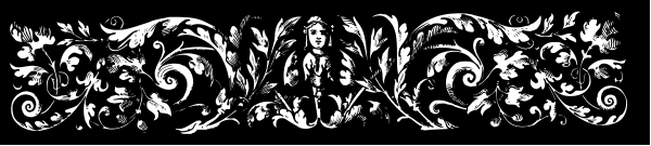 The image shows a black and white decorative border with intricate patterns resembling floral designs along its length.