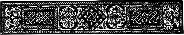 The image shows a black and white pattern with intricate designs that resemble stained glass windows; it is likely meant to represent an architectural element such as a window sill in a Gothic-style building, given its pointed arch shape at one end.