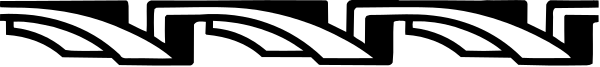 The image shows a black and white illustration of two parallel lines with three curved shapes between them that resemble waves or hills on either side.