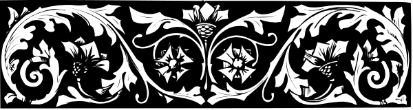 The image shows a decorative border with intricate patterns resembling classical architectural designs on what appears to be an interior wall surface in black-and-white coloration.