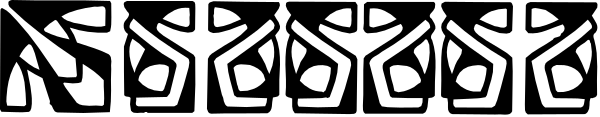 The image shows a black and white pattern with various shapes that resemble leaves on branches against an abstract background.