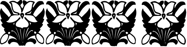 The image shows a black and white pattern with floral designs along its border.