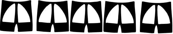 The image shows a simple black and white illustration of an open mouth with teeth on either side forming two triangles at the bottom corners.