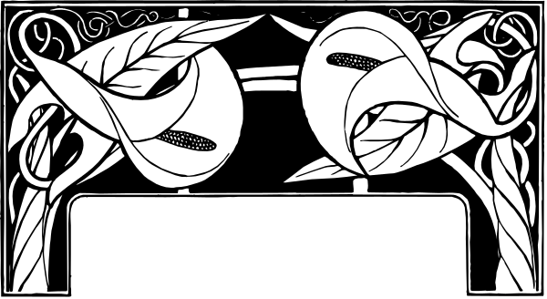 The black and white illustration shows a decorative fireplace mantel with intricate designs featuring swirling patterns resembling leaves and vines on either side of an open book that is resting in front of it, suggesting a cozy reading nook setting.