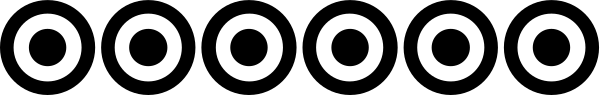 The image shows a row of circular shapes with dots inside them against an empty background.