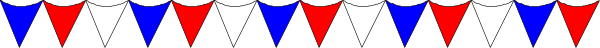 The image shows a gray background with two red triangles on either side of it forming an arch over what appears to be blue fabric in between them.