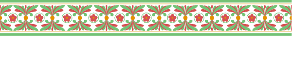 The image shows a gray background with an intricate pattern of red flowers along its border at the bottom edge.