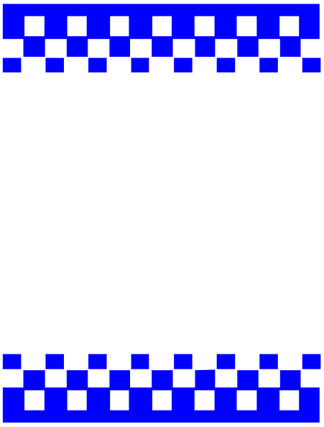 The image shows a blue checkered pattern with black borders on an otherwise white background within what appears to be a square frame.