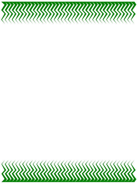 The image shows a black screen with green chevron patterns at its borders.