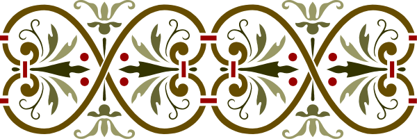 The image shows a decorative border with an intricate pattern featuring floral motifs on what appears to be wallpaper in a room.