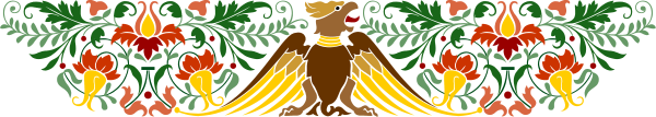 The image shows a Christmas wreath with red berries at its center, surrounded by green leaves adorned with gold bows on either side of an eagle in flight above it; there is no text present within this clip-art illustration.