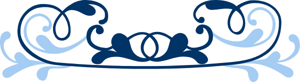 The image shows a blue decorative border with intricate designs on it against an off-white background.