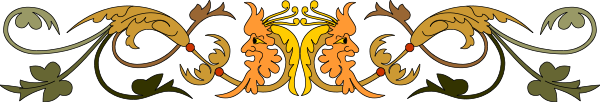 The image shows a decorative border with an intricate design featuring floral patterns interspersed by geometric shapes such as circles and squares in various sizes on what appears to be a dark background.