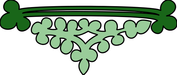 The image shows a green decorative border with white leaves at each end against a dark background.