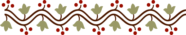The image shows a decorative border with red berries on top of it against a grey background.