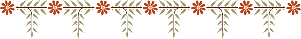 The image shows a gray background with an intricate floral border featuring red flowers at both ends of it on either side.