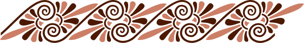 The image shows a gray background with an intricate pattern of red swirls on top forming what appears to be decorative borders around two pink flowers in the center.