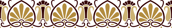 The image shows a decorative border with an intricate pattern featuring symmetrical motifs that resemble leaves on either side of what appears to be stylized waves in between them; there is no text present, and it has a flat background without any additional context or setting provided within the frame.