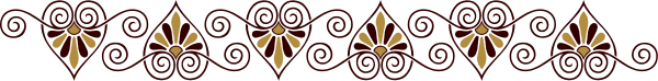 The image shows a black background with an intricate pattern of red swirls forming what appears to be leaves along its border.