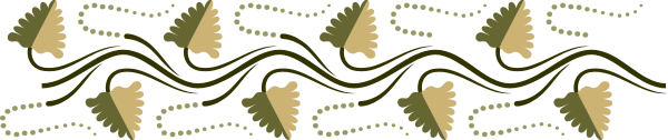 The image shows a patterned border with intricate designs that resemble stylized leaves on what appears to be fabric in shades of brown and green against a neutral background.