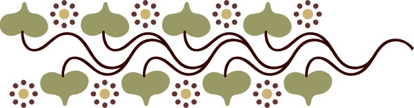 The image shows a decorative border with intricate patterns featuring leaves and flowers against a dark background.