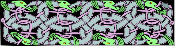 The image shows a colorful pattern with various shapes that resemble fish swimming together against a dark background.