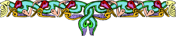 The image shows a decorative border with intricate patterns featuring stylized floral motifs and possibly mythical creatures in shades of green, yellow, red, blue, purple, white, black, gray, pink, orange, brown, cream, beige, light tan, darker tan.