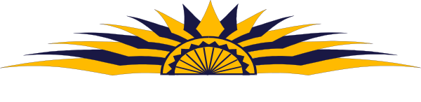 The flag of Fiji with a sunburst design on it.