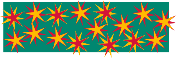 The image shows a colorful banner with stars that has been digitally altered to include explosions along its length.
