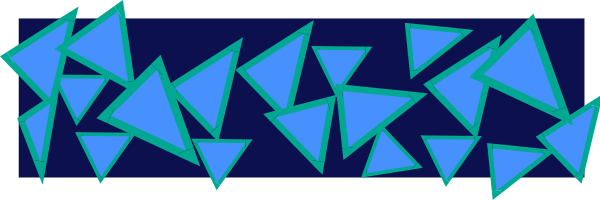 The image shows a blue line with several geometric shapes on it against a dark background.