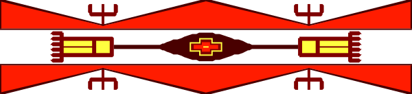 The image shows a red line with two yellow dots on it against a grey background.