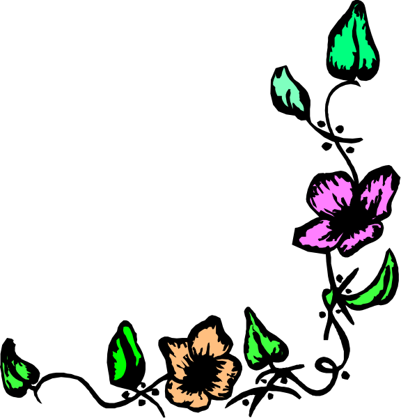 The image shows a black background with colorful flowers on it; there's no text present within this clip-art picture.