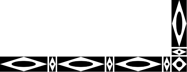 The image shows a black and white pattern with abstract shapes that resemble stylized lettering or symbols on what appears to be fabric or paper material.