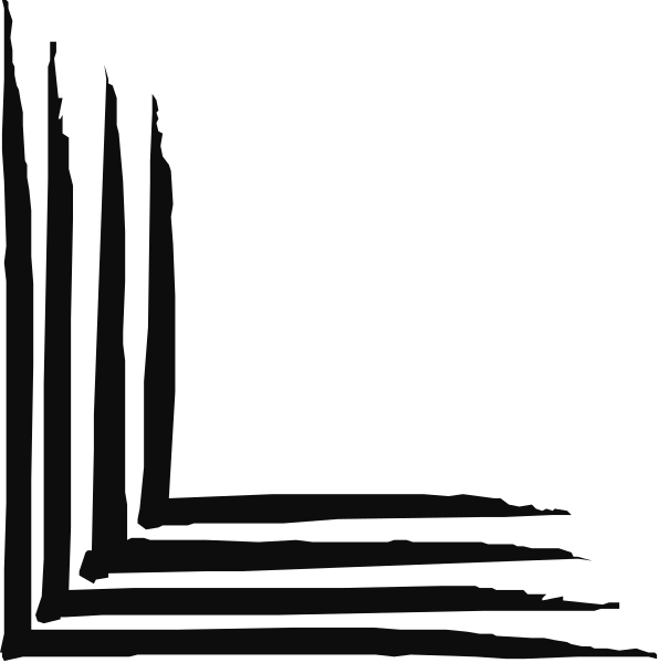 The image shows a black silhouette of an abstract design resembling two intersecting lines forming a shape that could be interpreted as either a letter 'L' with its stem pointing upwards to form another line, or perhaps just one long horizontal and vertical line crossing each other at the center.