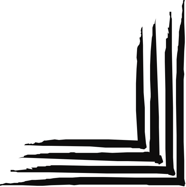 The image shows a black silhouette of an abstract design that resembles two intersecting lines forming a V shape with three points at each end against a dark background.
