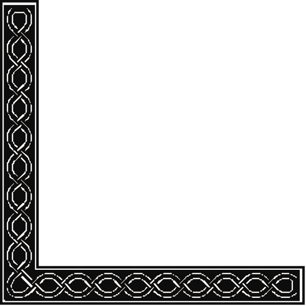 The black frame of a picture with an intricate design inside it on what appears to be a wallpaper background featuring Celtic knotwork patterns.