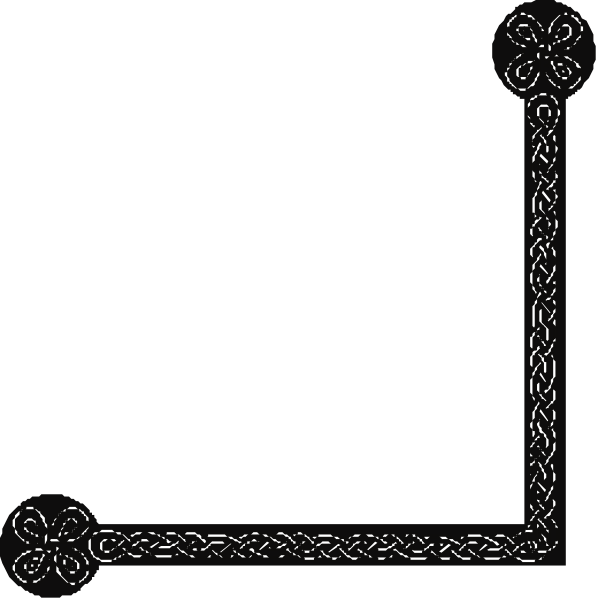 The images show a black and white design of two different patterns: on top is an intricate pattern with swirls; below it is another simpler geometric shape resembling a cross-like figure within a square frame, both set against a dark background.