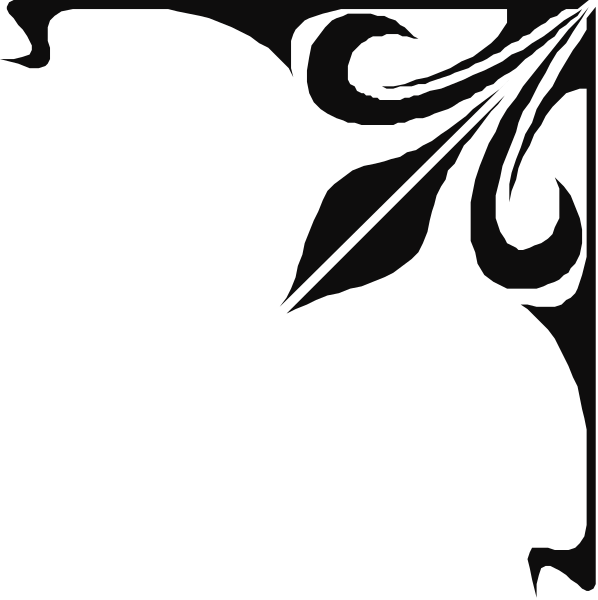 The black silhouette of a decorative border with floral patterns on it against a white background.