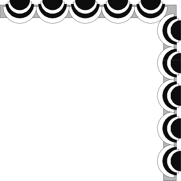 The black and white illustration shows a simple frame with an intricate border of circles around it on what appears to be a piece of paper or cardstock.