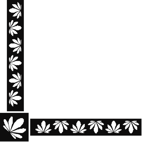 The black background features a white border with floral designs at each corner; there is no text present on this clip-art image.