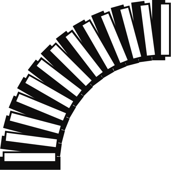 The black and white silhouette of a staircase with steps ascending upwards from left to right against a dark background.