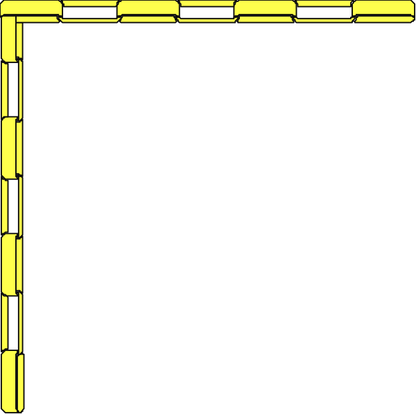 The image shows a simple black and white maze with walls on all sides of an empty space at its center.