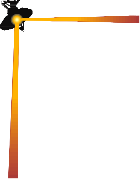 The image shows a black background with an orange line that appears to be glowing at both ends like two lights on either side of what looks like a dark tunnel or passageway in between them.