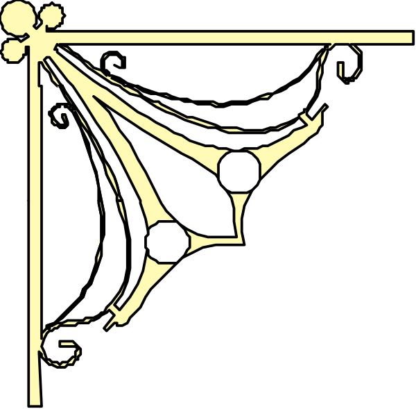The image shows a stylized graphic of an abstract design with geometric shapes resembling leaves on either side of what appears to be a central motif that could represent a flower or some other organic form.