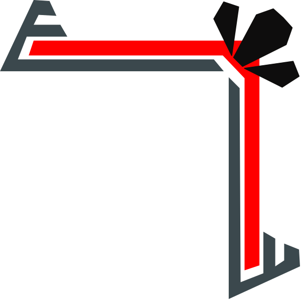 The image shows a stylized graphic of an abstract design with red lines forming what appears to be two intersecting shapes resembling wings on either side of a central vertical line that could represent a spine, and there is no text present in this clip-art style illustration.