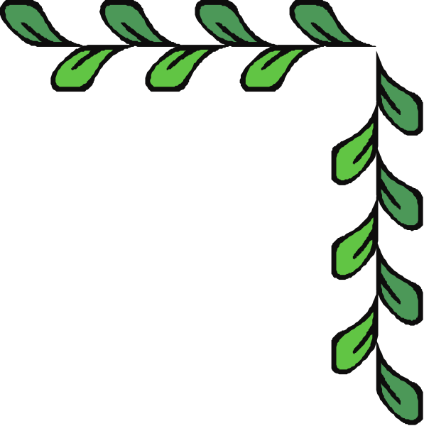 The image shows a black background with green leaves forming an abstract pattern that resembles waves or swirls on either side of what appears to be a blank space in between them.